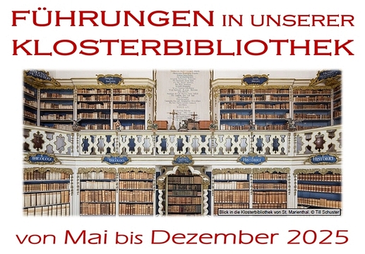 Blick in unsere Klosterbibliothek - und unsere Einladung zu den Führungen in unserer Klosterbibliothek