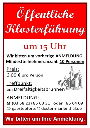 unsere öffentlichen Klosterführungen bei uns im Kloster St. Marienthal - entdecken, erleben, kennenlernen