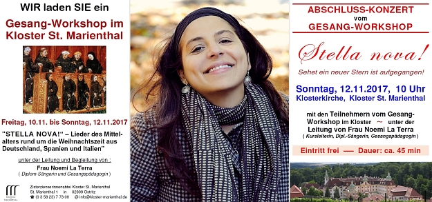 Abschluss-Konzert vom Gesang-Workshop in unserer Klosterkirche St. Marienthal, am 12.11.2017, unter der Leitung von Frau Noemi La Terra