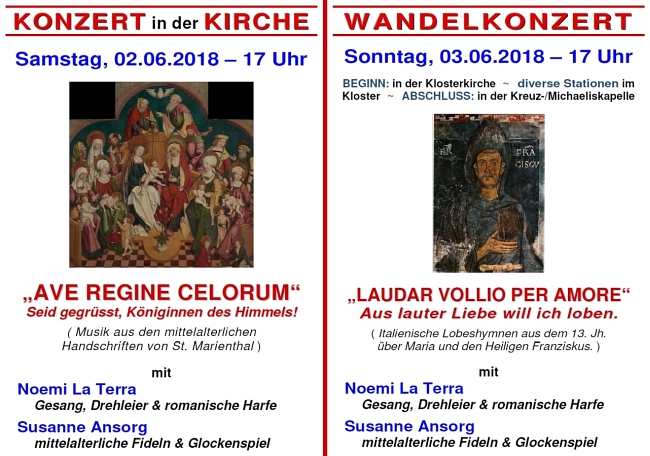 2 besondere Konzerte mit Frau Noemi La Terra und Frau Susanne Ansorg
