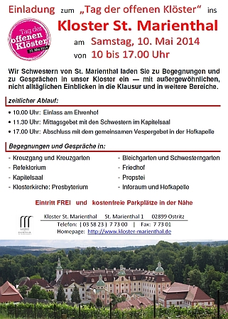 Plakat zum Tag der offenen Klöster am 10. Mai 2014