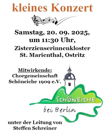 kleines Konzert mit der Chorgemeinschaft Schneiche 1909 e.V., bei Berlin, in unserer Klosterkirche
